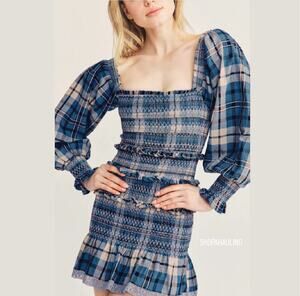 NWT $365 - LoveShackFancy - Stanley Smocked Plaid Dress - Size Large